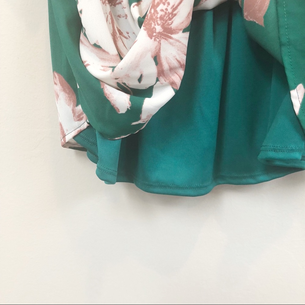 LAST 1: Green Floral Boho Off Shoulder Dress - Picture 5 of 5